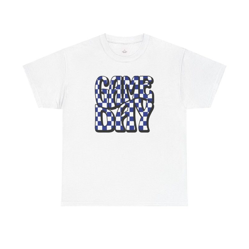 Game Day Blue Checkered Unisex Heavy Cotton Tee