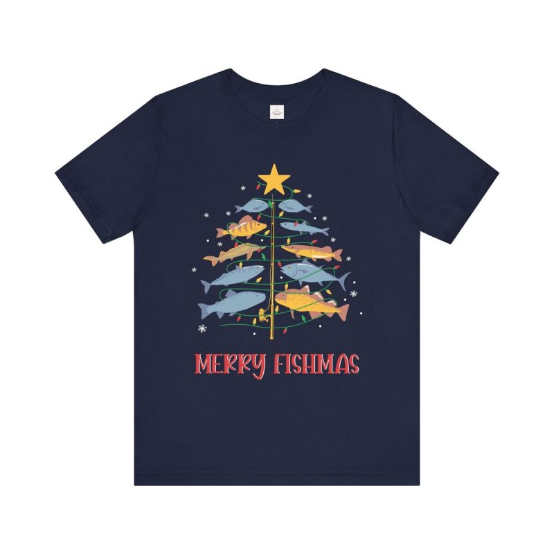 Merry Fishmas Fishing Unisex Jersey Short Sleeve Tee